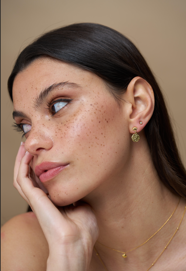 Orelia Mini Shell & Molten Coin Earrings