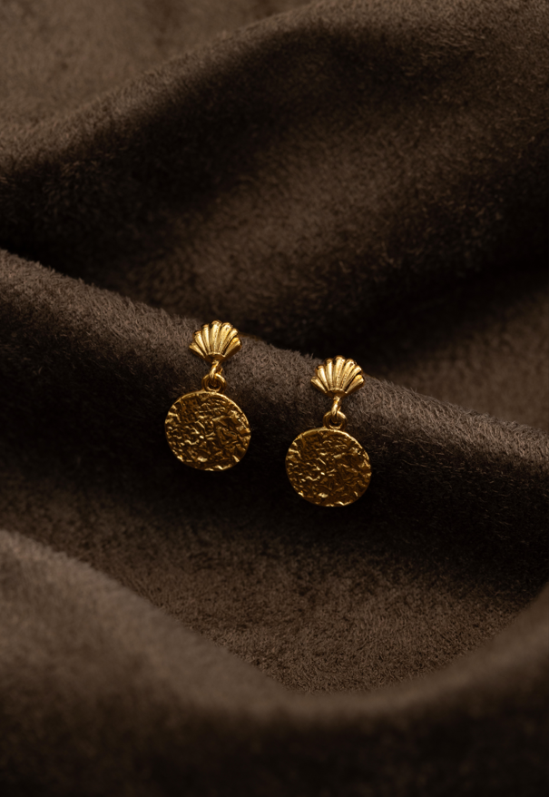Orelia Mini Shell & Molten Coin Earrings