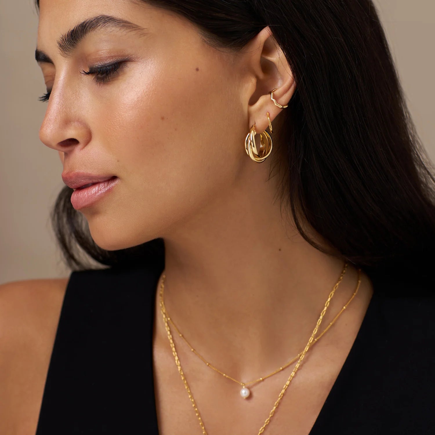 Orelia Interlocking Gold Hoop Earrings