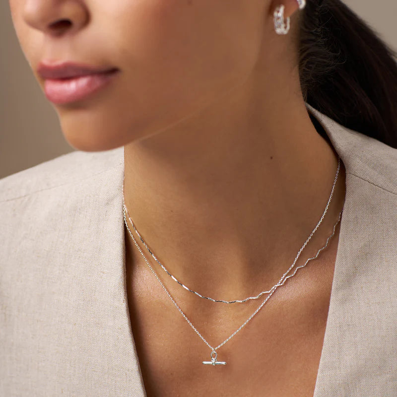 Orelia Silver Fine Wave Chain Necklace 