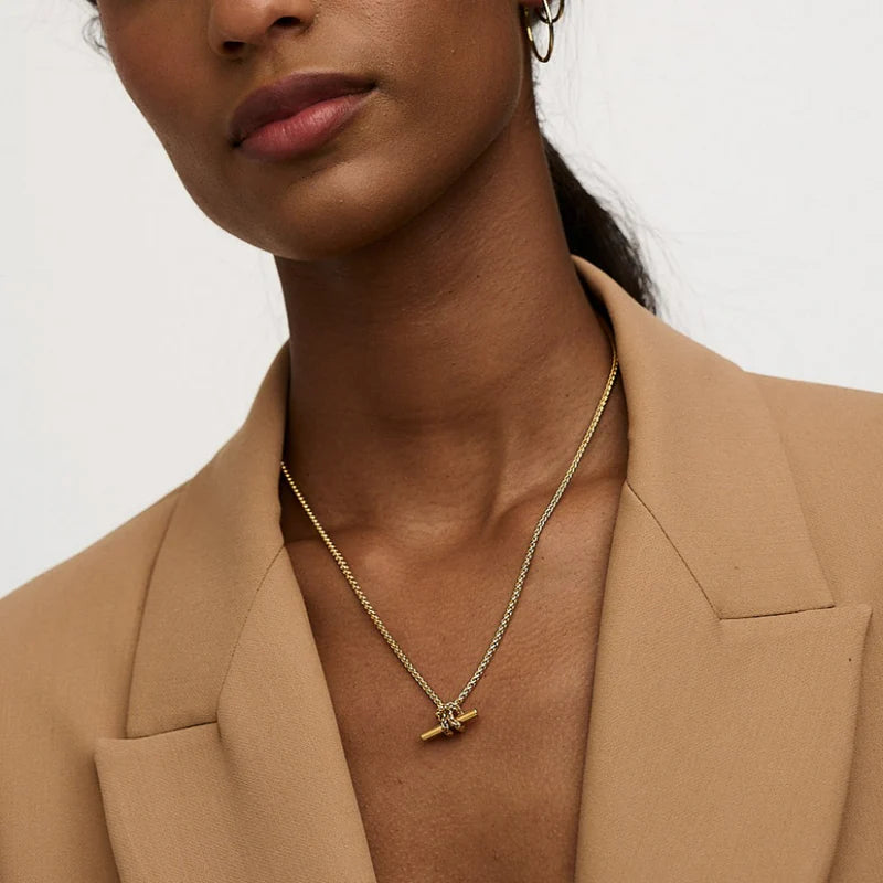 Orelia T Bar Gold Chain Knot Necklace