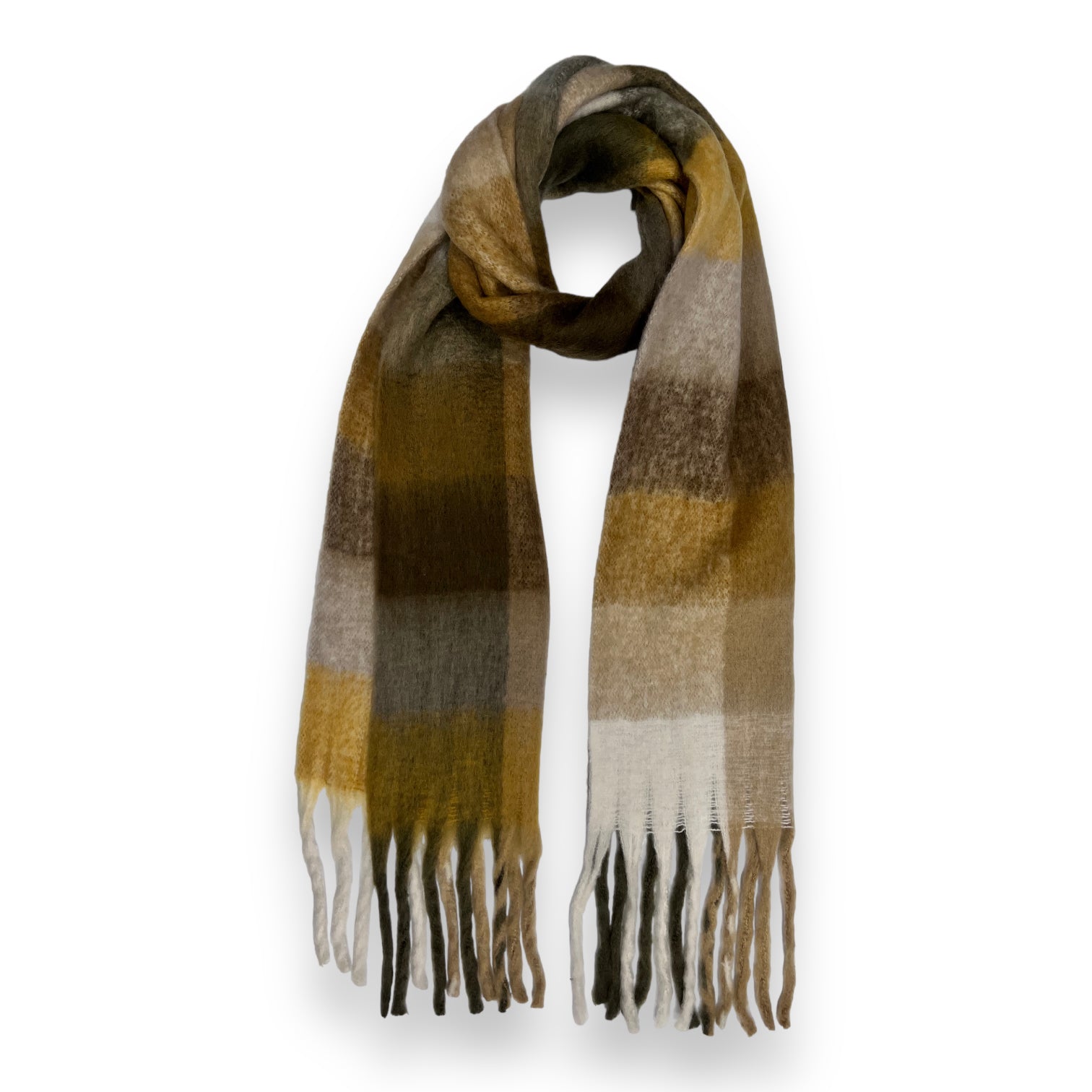 Woven Check Blanket Fringe Scarf