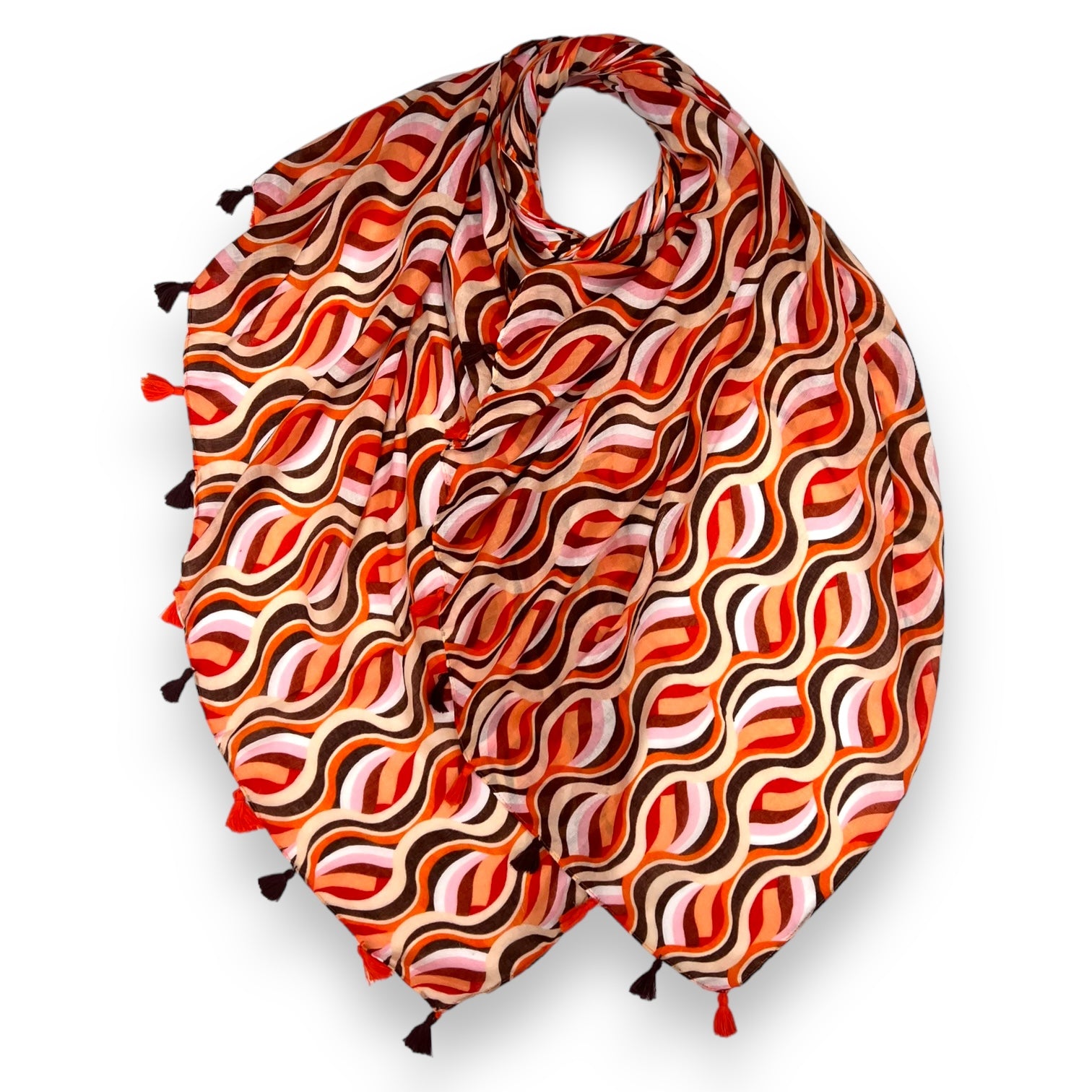 Precious Retro Swirl Print Scarf