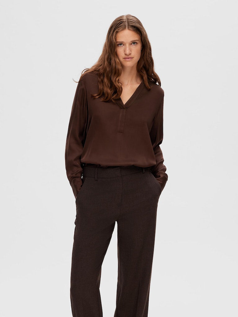 Selected Femme Maribell Satin Top in Java