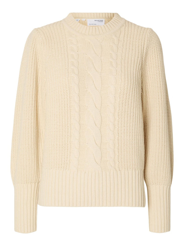 Selected Femme Kabala Cream Cable Jumper