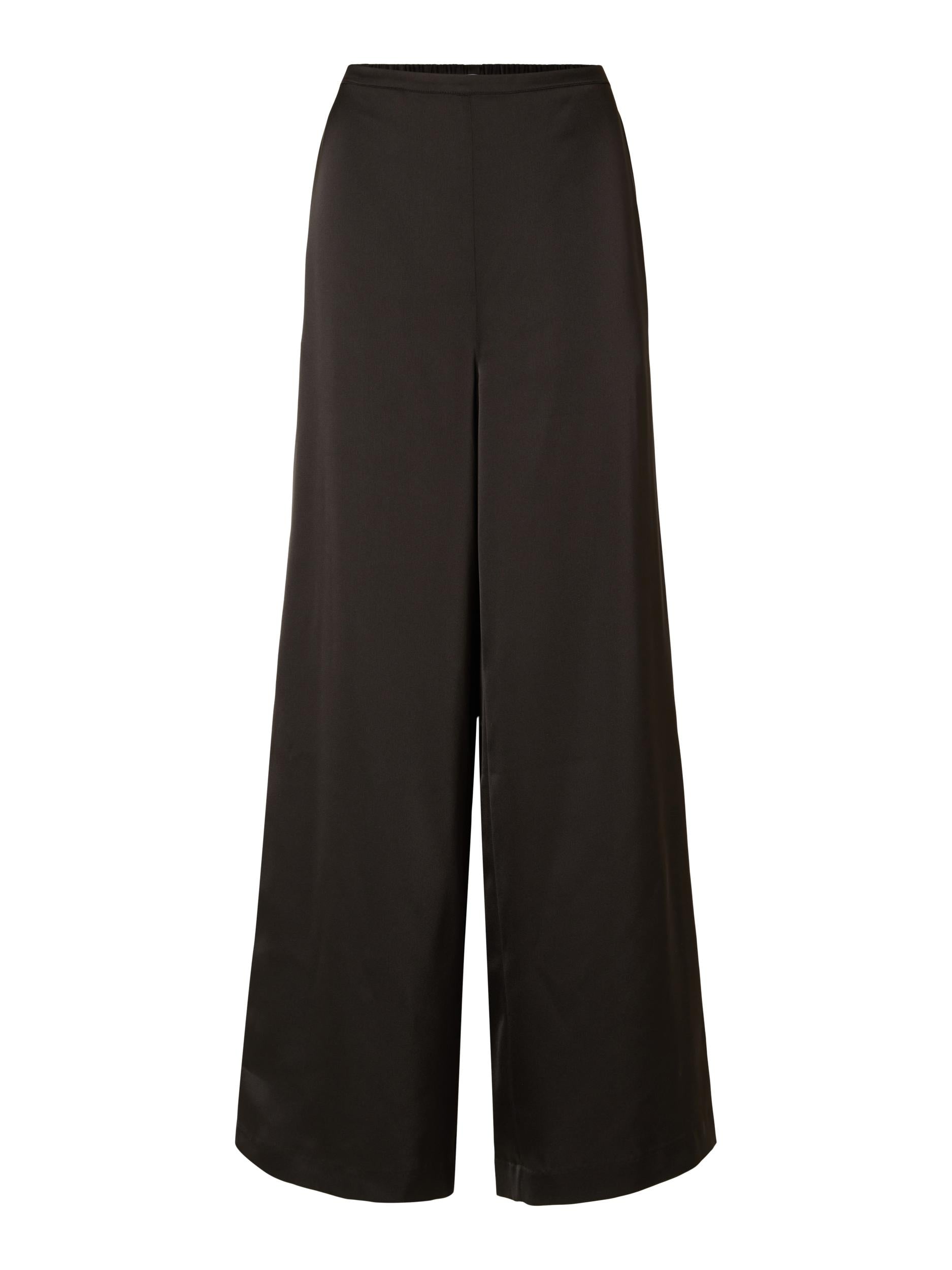 Selected Femme Black Satin Trousers,