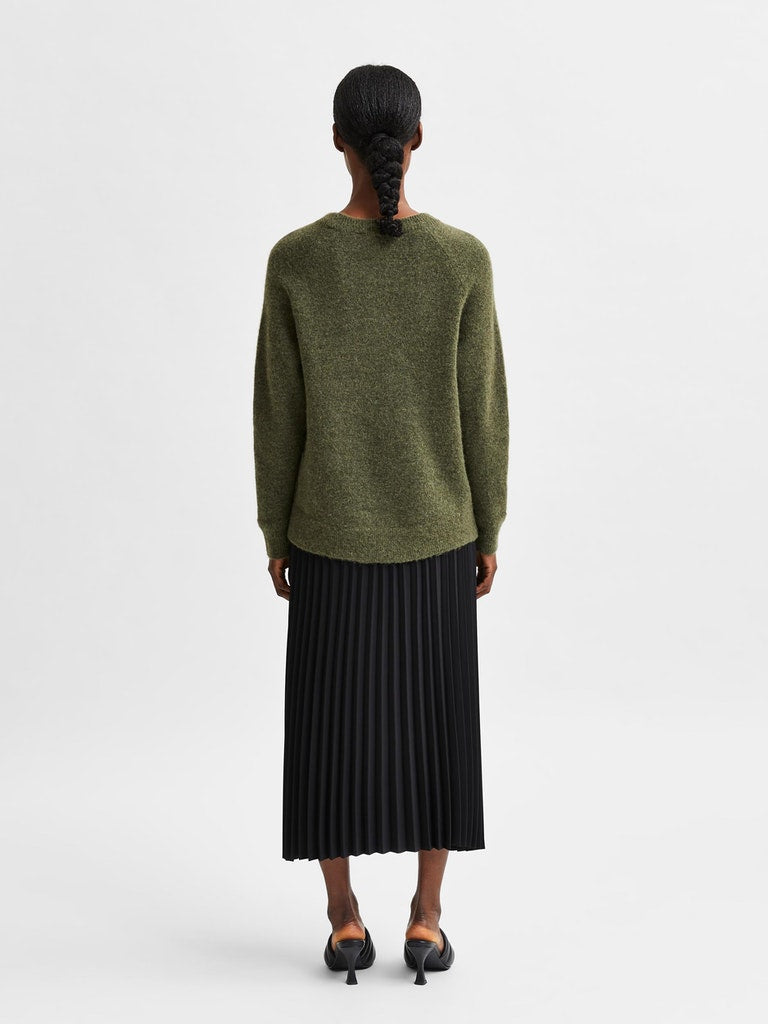 Selected Femme Lulu Dusky Green Crew Neck Sweater