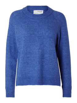 Selected Femme Lulu Nebulas Blue Crew Neck Sweater