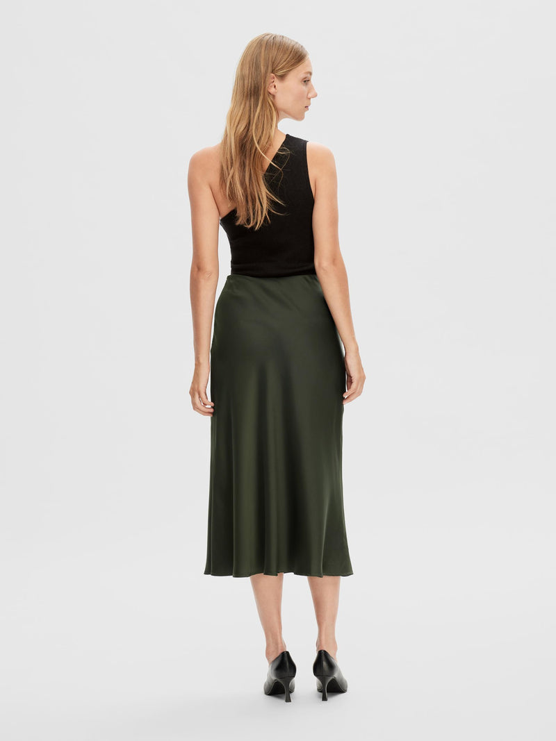 Selected Femme Lena Green Midi Skirt