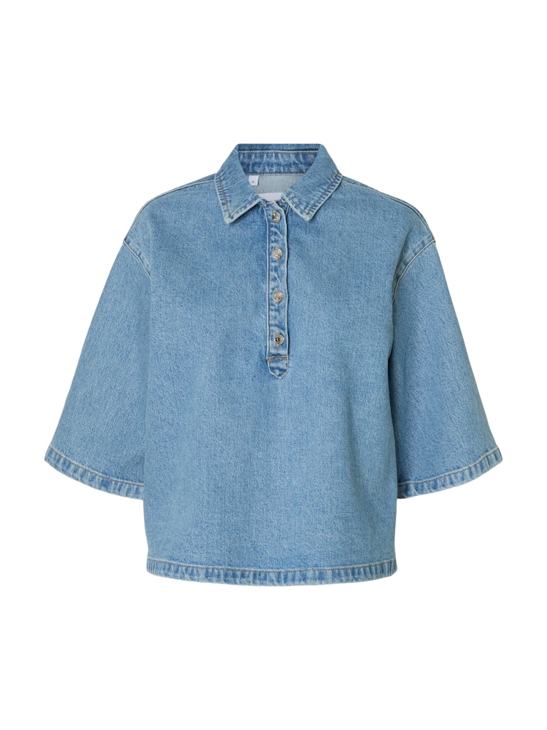 Selected Femme Liva-Kori Boxi Polo Denim Shirt