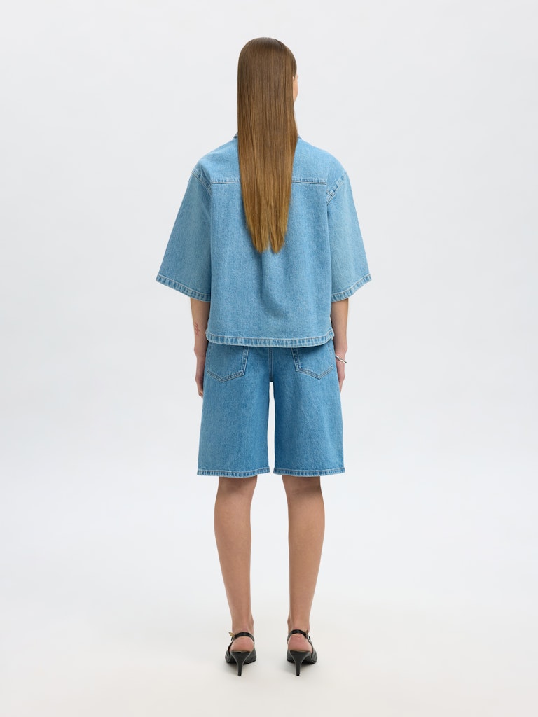 Selected Femme Liva-Kori Boxi Polo Denim Shirt