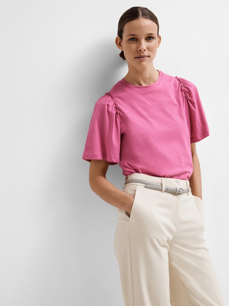 Selected Femme Penelope Pink Ruffle Top