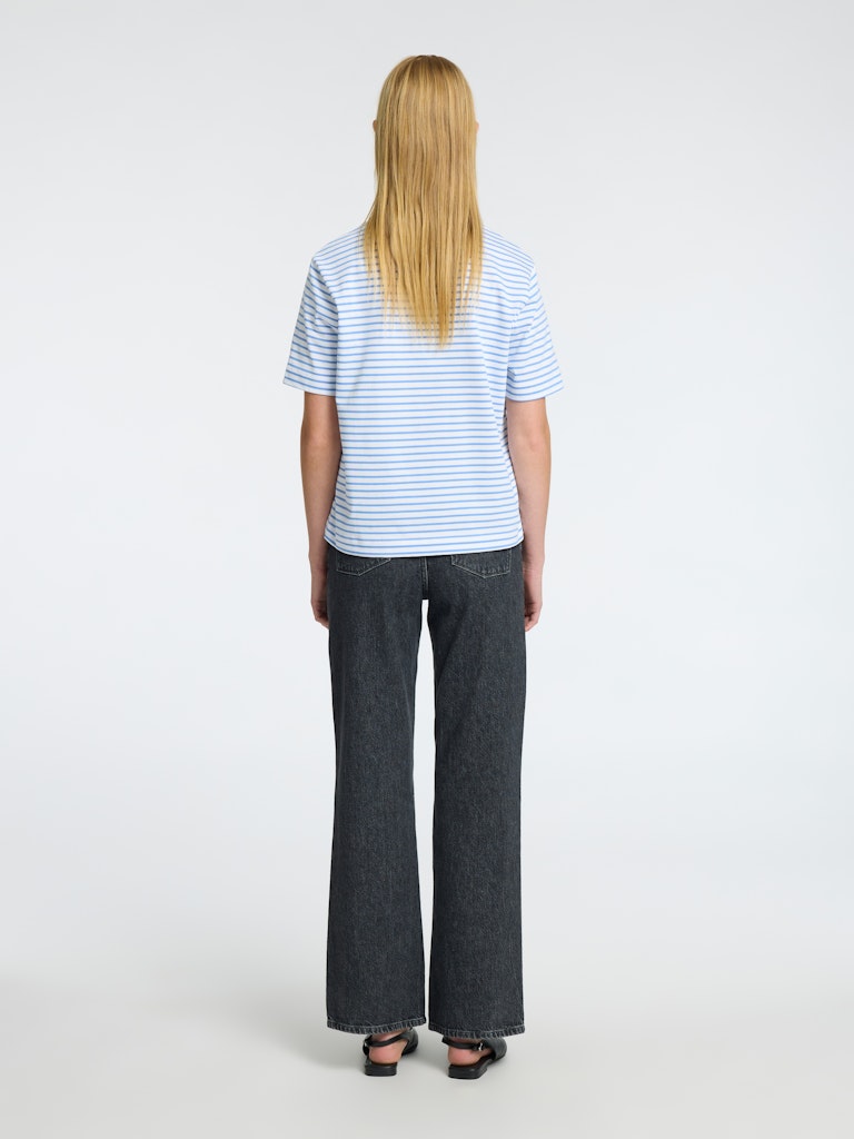 Selected Femme Essential Cornflower Blue Stripe Boxy Tee