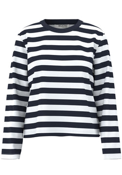 Selected Femme Essential Blue Striped Long Sleeve Tee