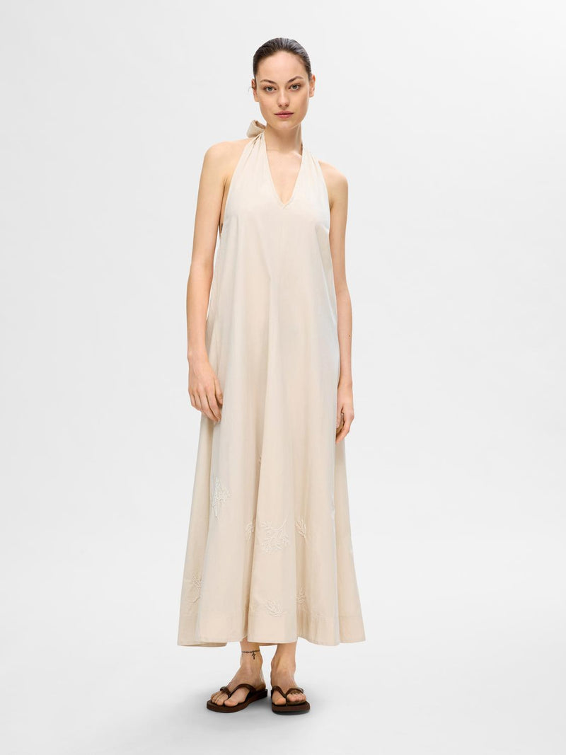 Selected Femme Melli Sandshell Halterneck Dress