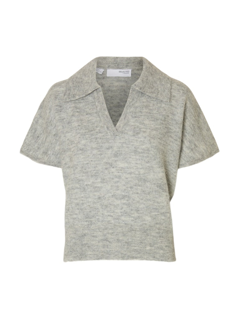 Selected Femme Grey Lulu Knit Polo 