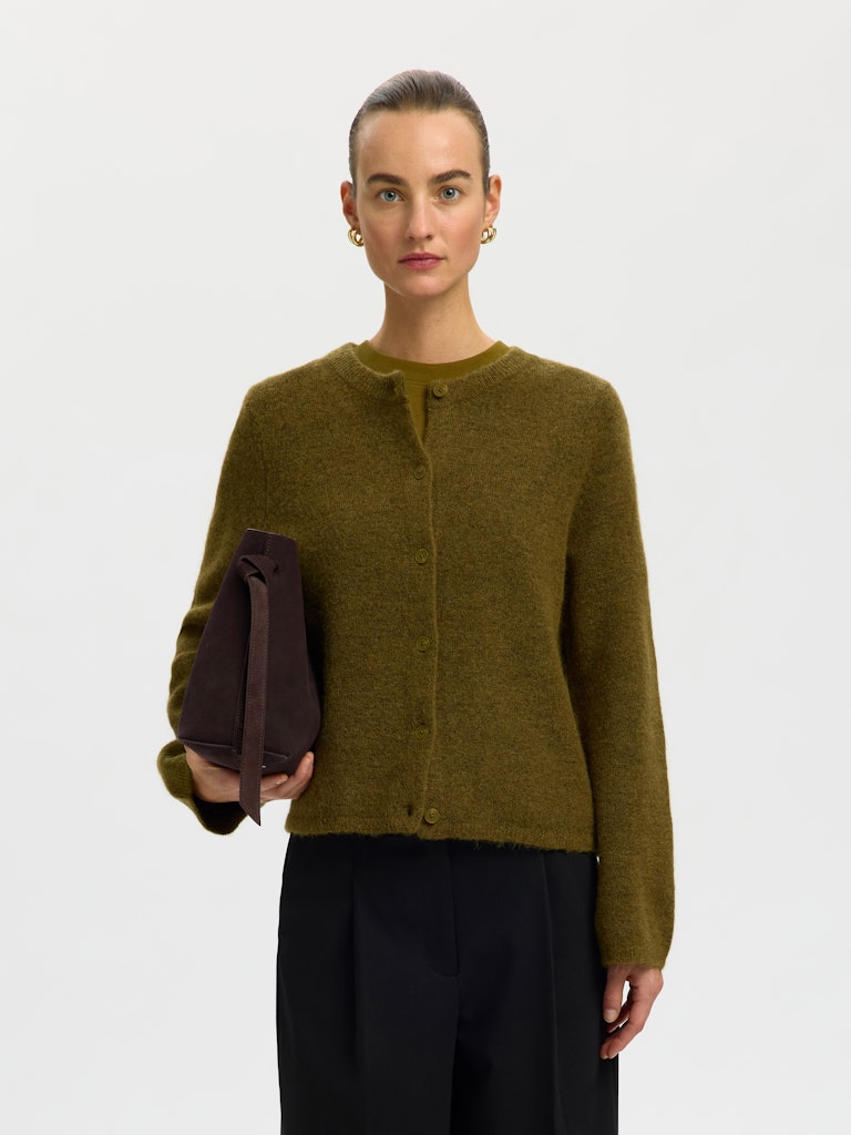 Selected Lulu Green Melange Cardigan Knit