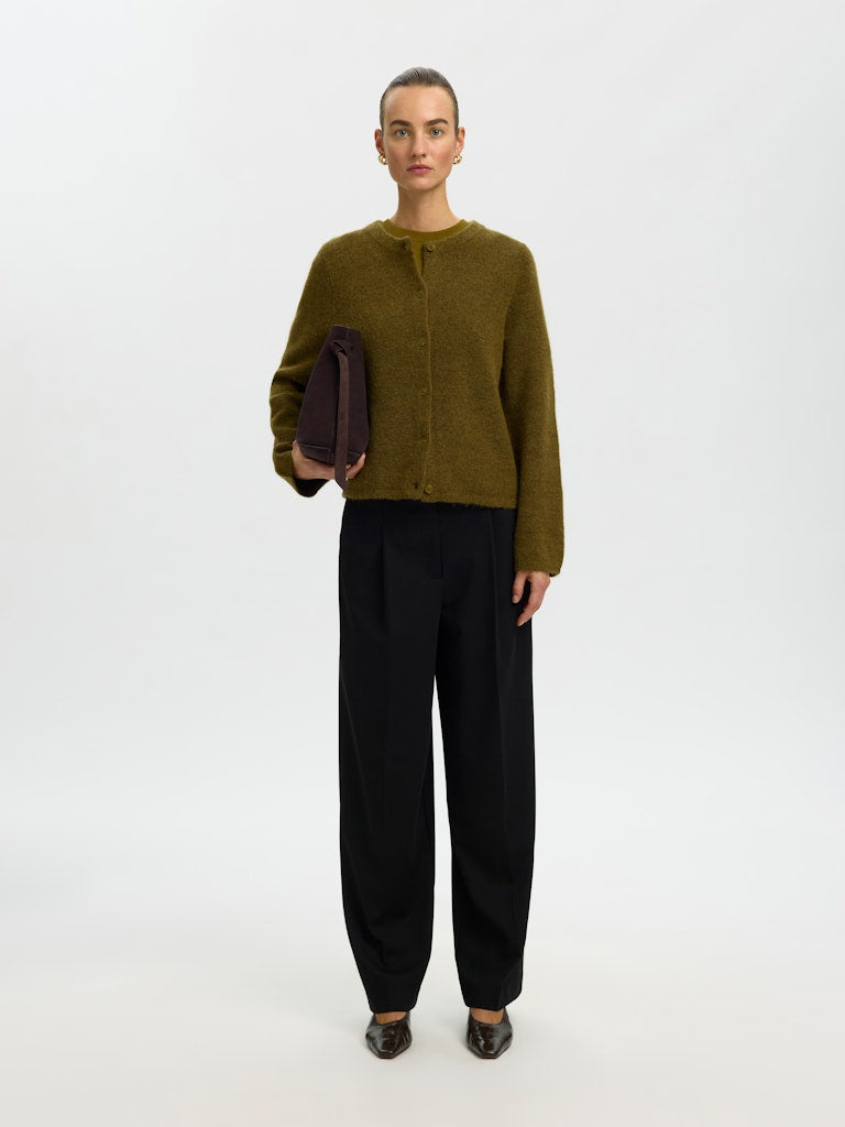 Selected Lulu Green Melange Cardigan Knit