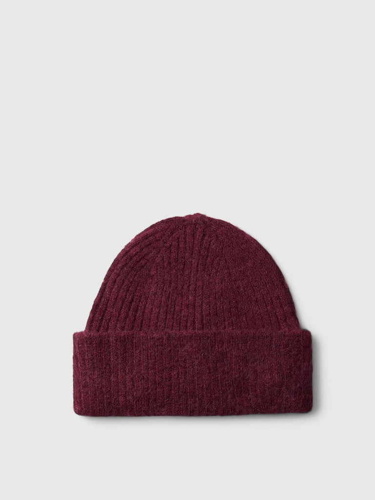 Selected Lulu Ribbed Tawny Port Beanie