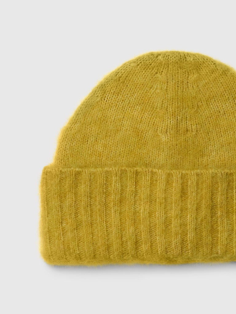 Selected Lulu Brushed Avocado Oil Wool Beanie Hat