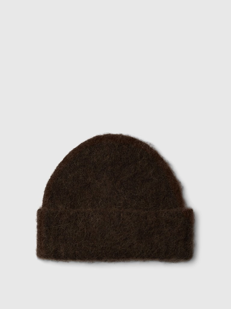 Selected Lulu Brushed Delicioso Brown Wool Beanie Hat