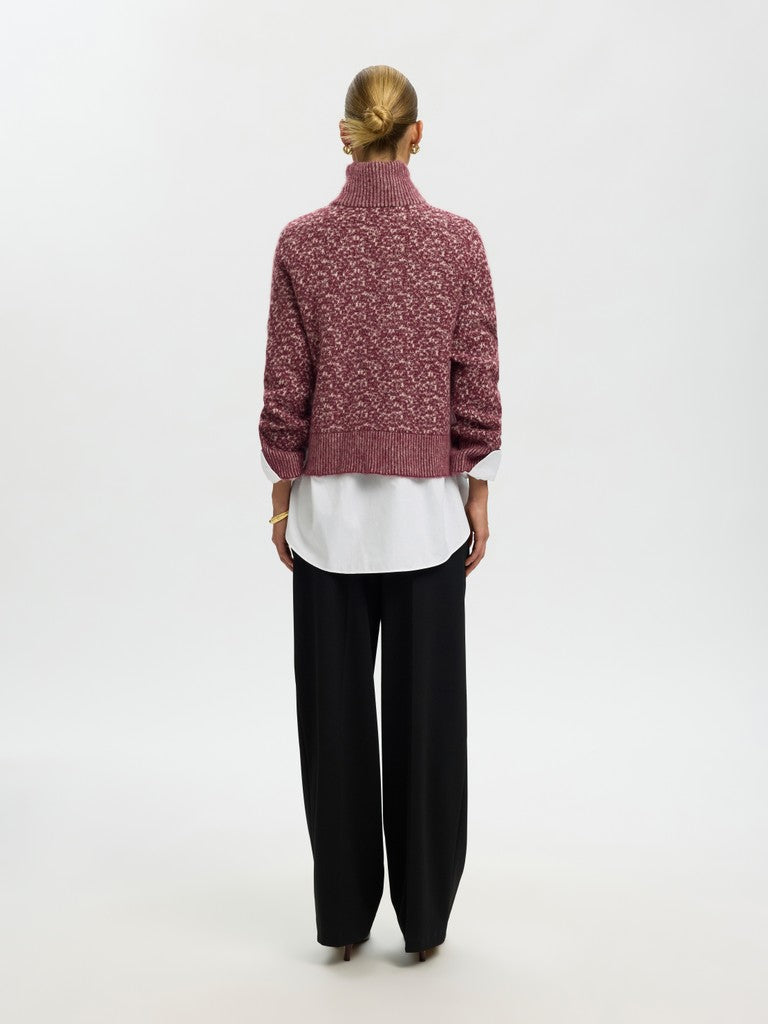 Selected Lulu Duo Tawny Port High Neck Knit