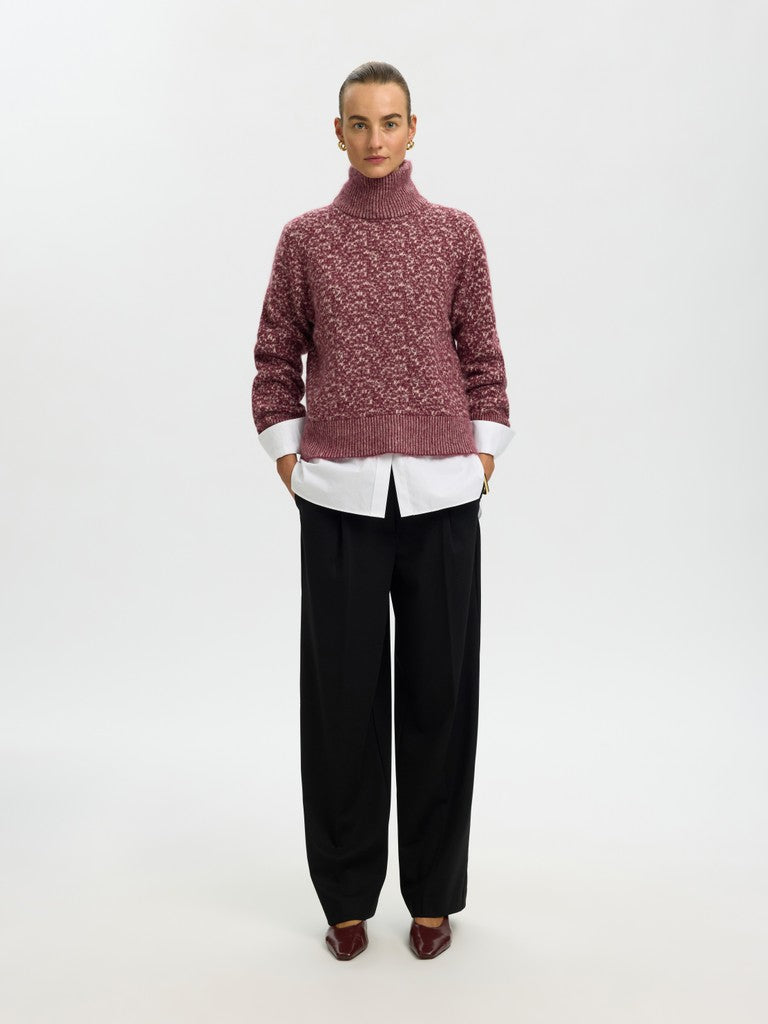 Selected Lulu Duo Tawny Port High Neck Knit