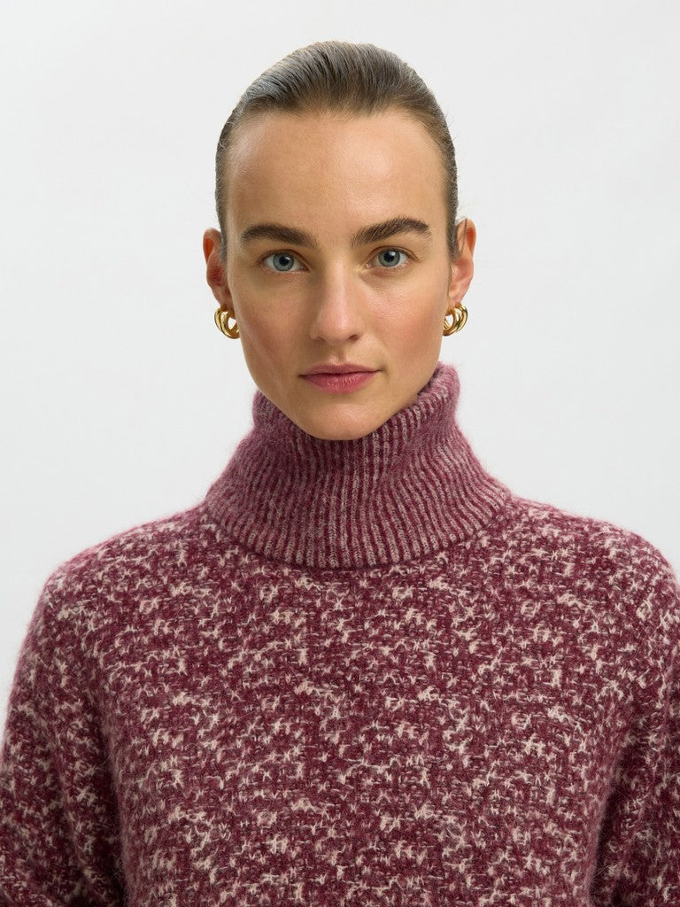 Selected Lulu Duo Tawny Port High Neck Knit