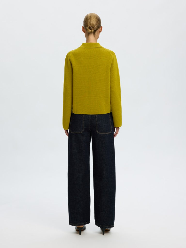 Selected Mika Zip Front Avocado Cardigan
