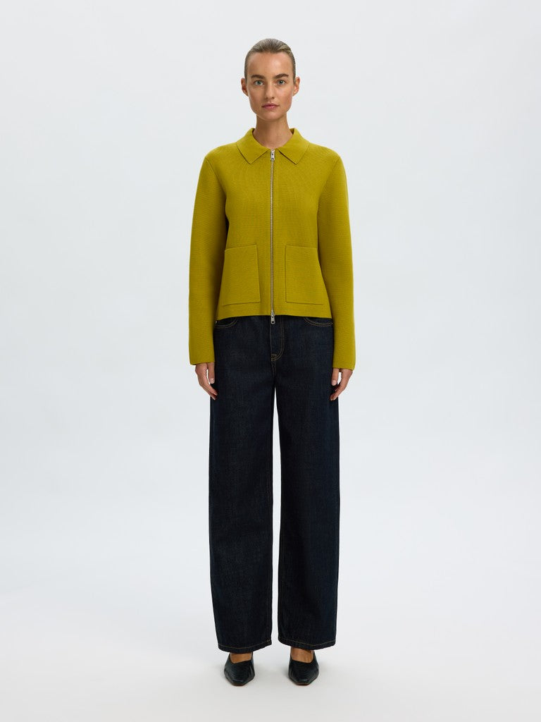 Selected Mika Zip Front Avocado Cardigan