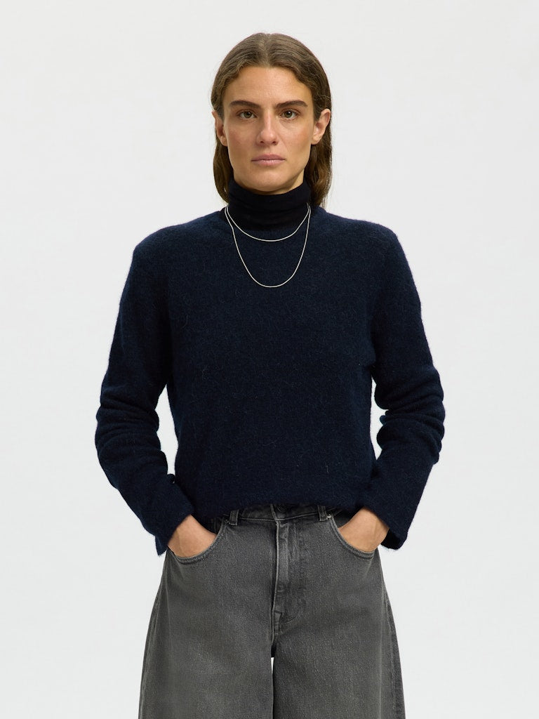 Selected Lulu Dark Sapphire Melange O-Neck Knit