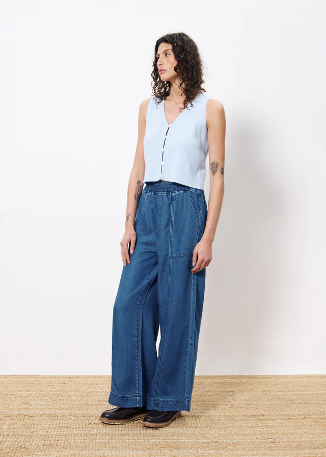 Frnch Satine Navy Blue Jean