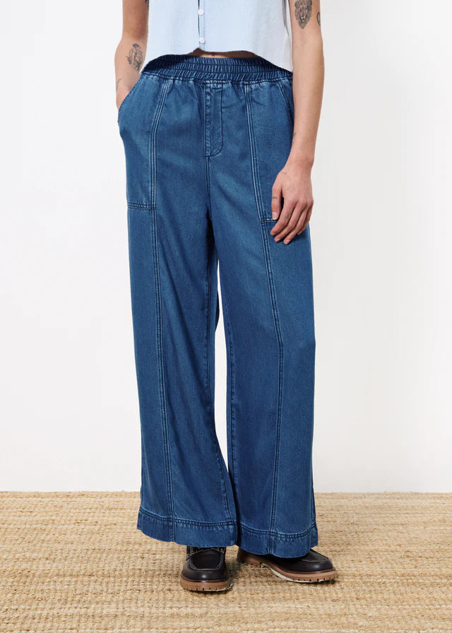 Frnch Satine Navy Blue Jean