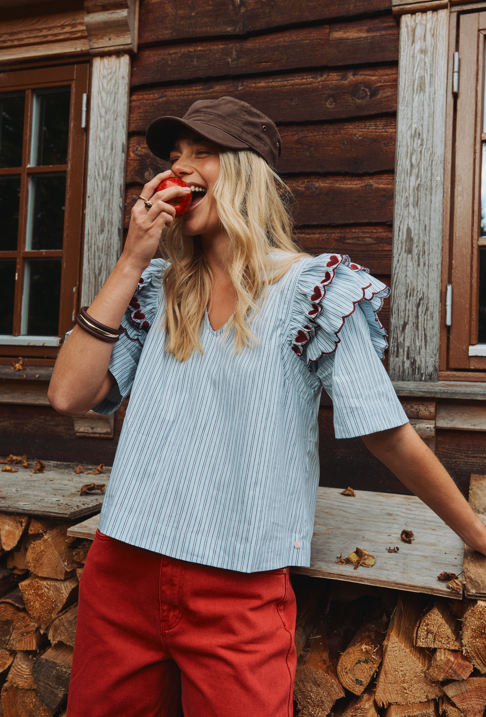 Numph Nuditty Blue Short Sleeve Blouse