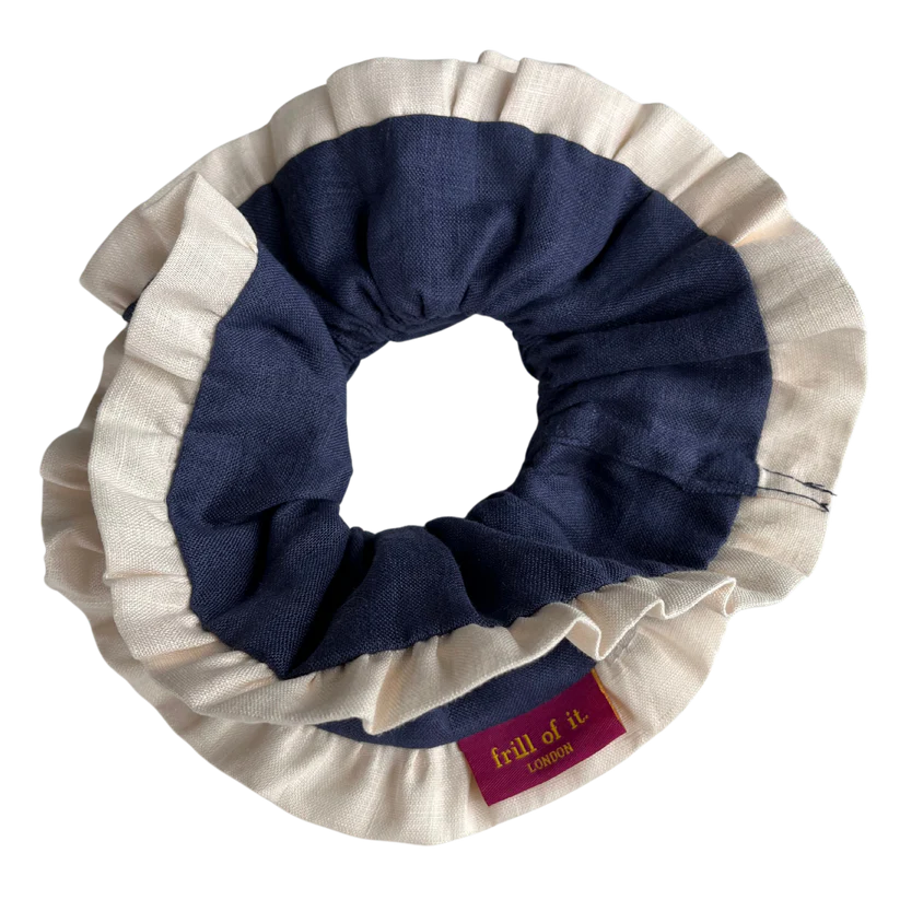 Frill Of It Giant Scrunchies Blue Navy and White