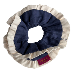 Frill Of It Giant Scrunchies Blue Navy and White