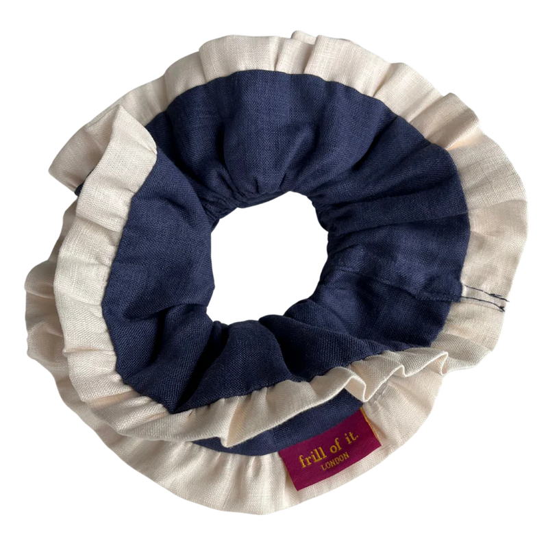 Frill Of It Giant Scrunchies Blue Navy and White