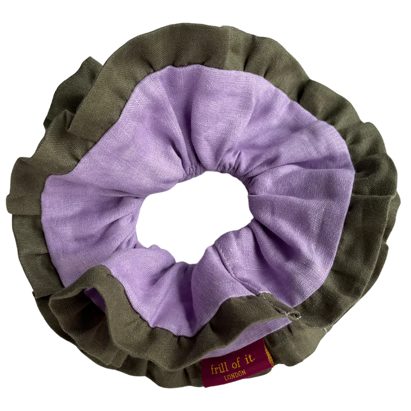 Frill Of It Giant Scrunchies Khaki and Violet