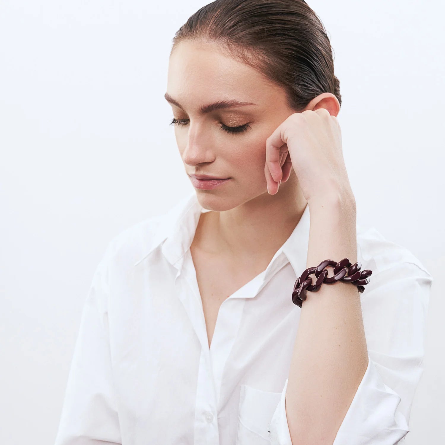 Vanessa Baroni Flat Chain Bracelet Aubergine