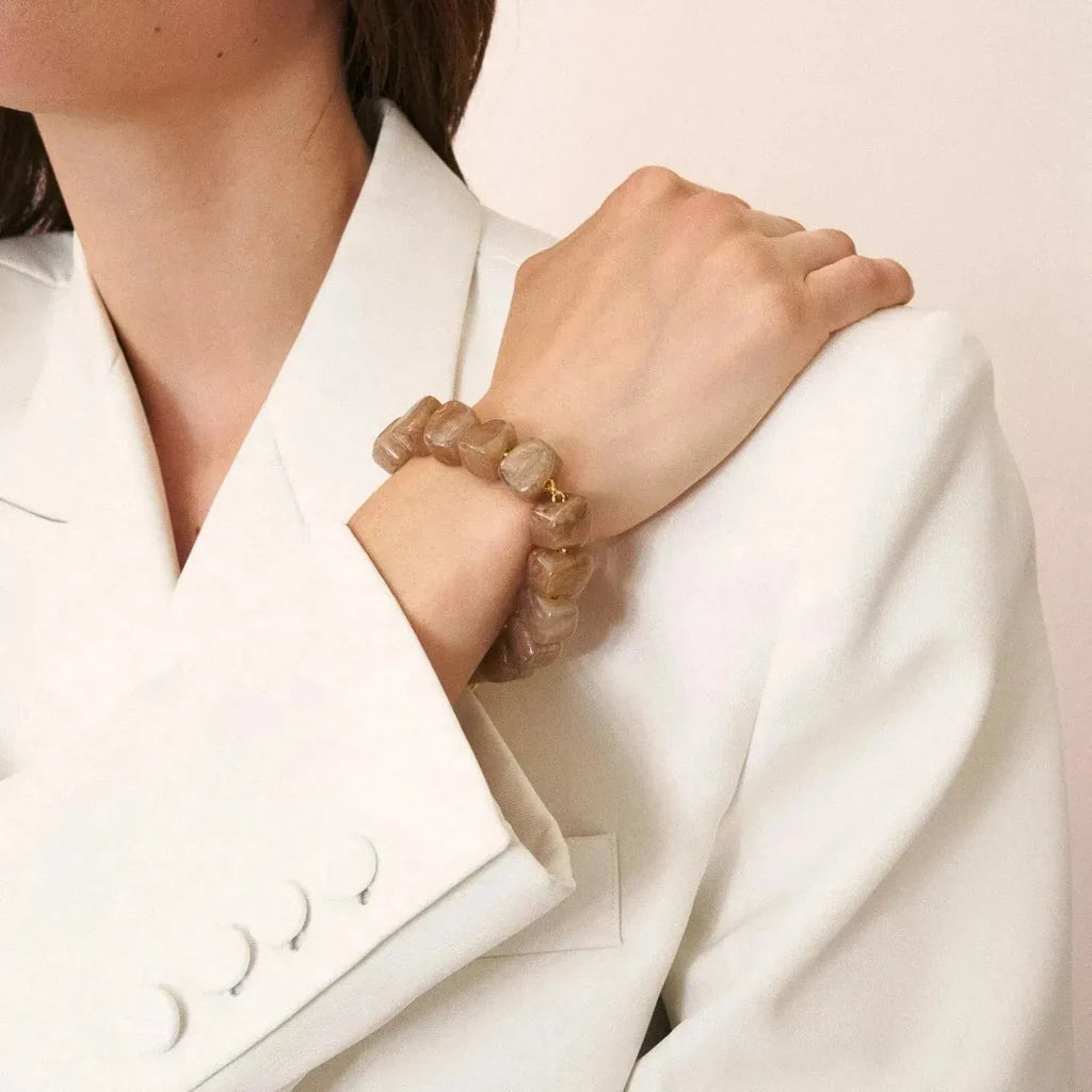 Vanessa Baroni Mini Organic Shaped Bracelet Biancone Marble
