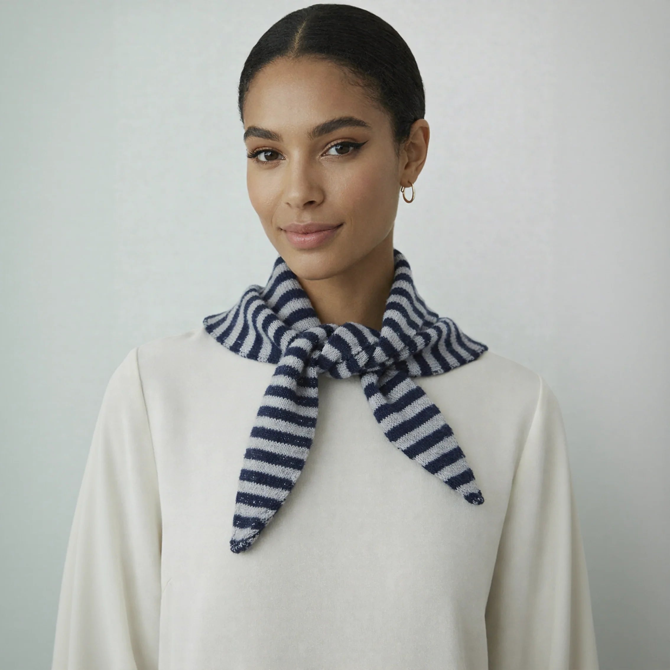 Precious Wool Blend Striped Triangle Scarf