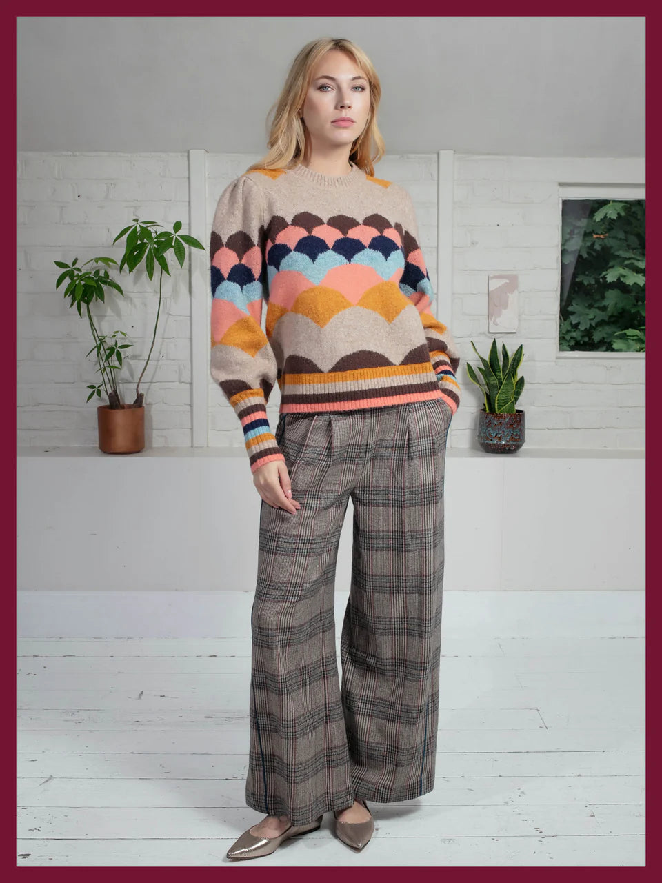 Nookie Mabel Scallop Brown Jumper