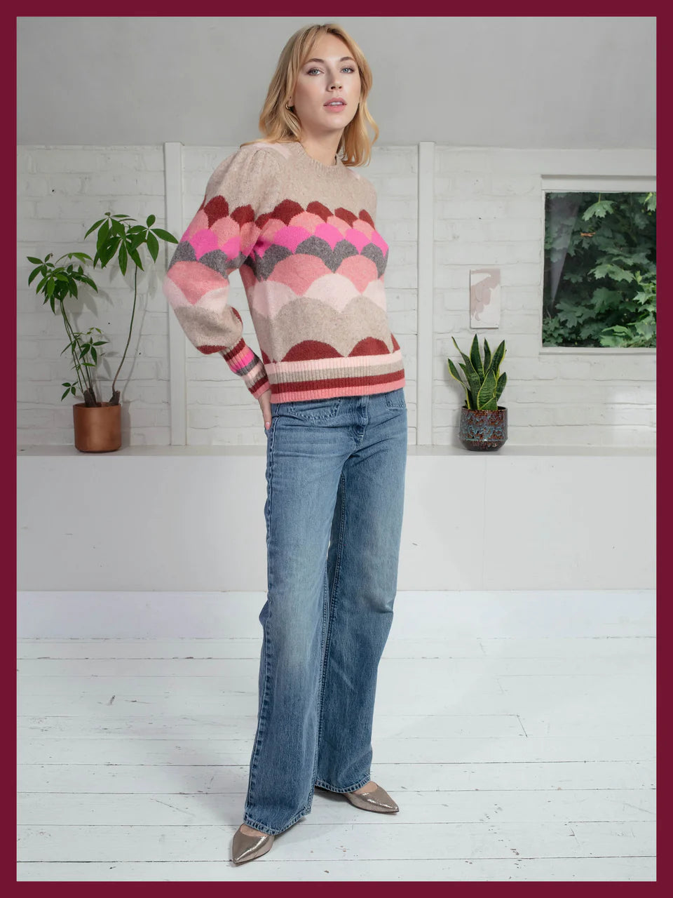 Nookie Mabel Scallop Pink Jumper