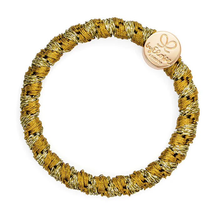 By Eloise Woven Gold Circle Olive Green Hair Band