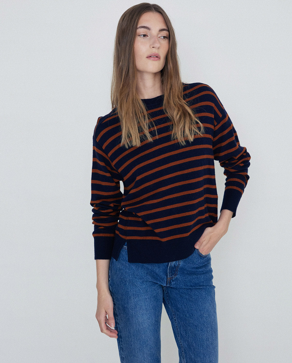 Yerse Joly Striped Long-Sleeve Pullover