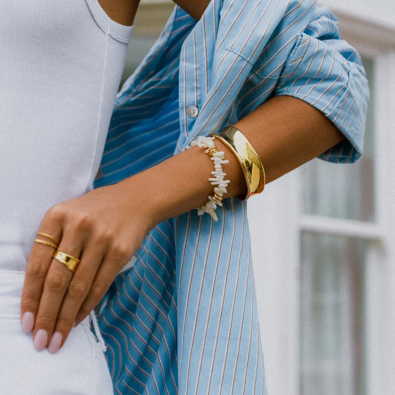 Orelia Cream Chip & Shell Bracelet