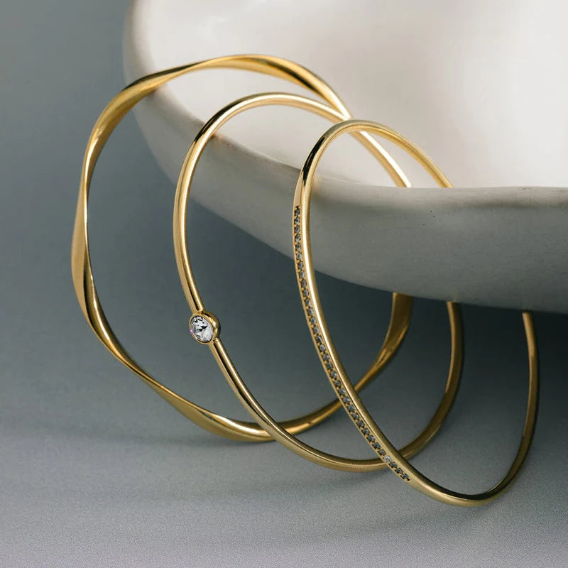 Orelia Fine Crystal & Wave Wrist Stacking Set Bracelet