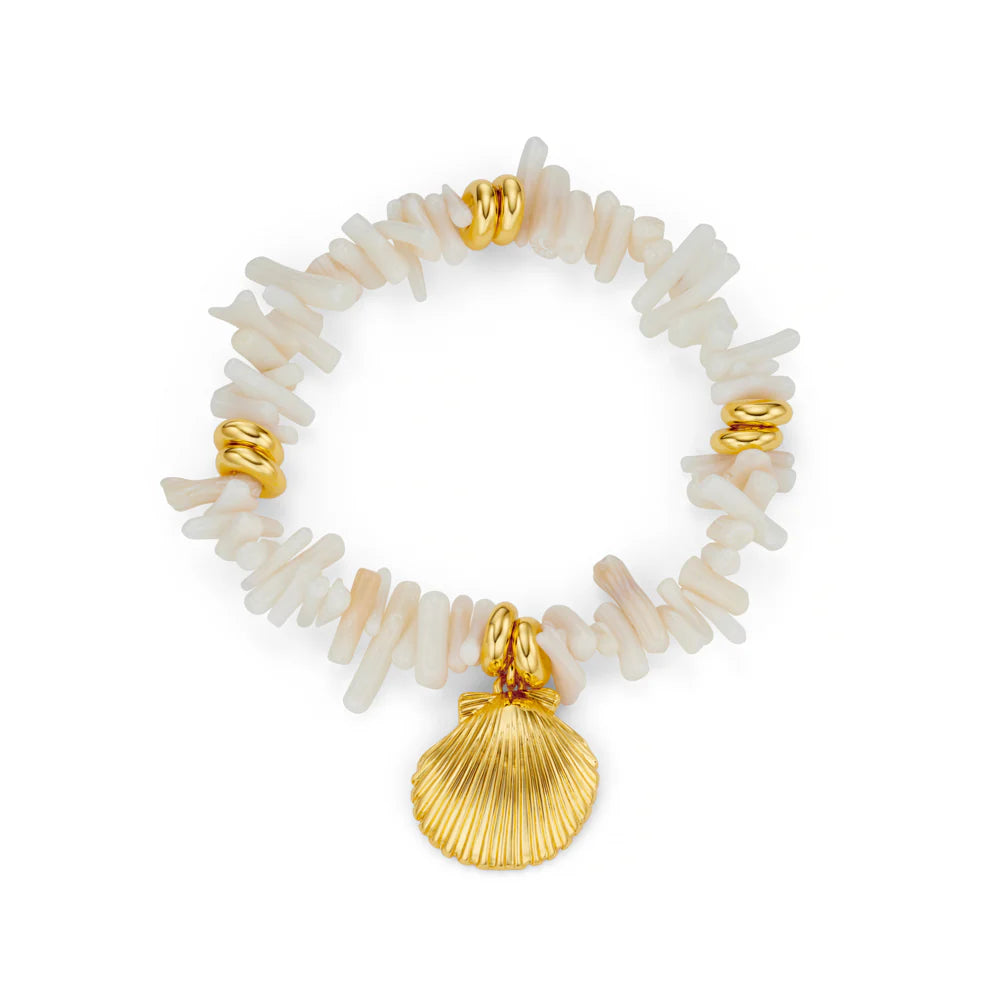Orelia Cream Chip & Shell Bracelet