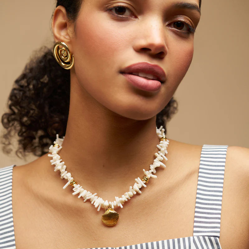 Orelia Statement Cream Chip & Shell Necklace