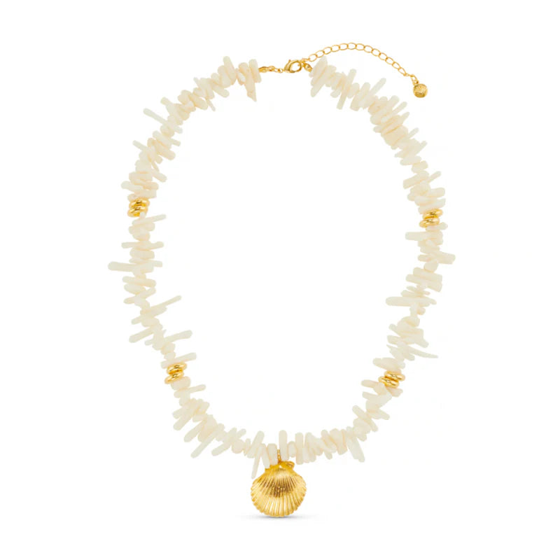 Orelia Statement Cream Chip & Shell Necklace